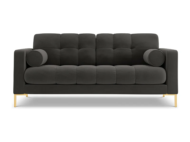 Cosmopolitan Design - Sofá "Bali" 2 lugares em veludo cinza escuro - 152x92x75cm