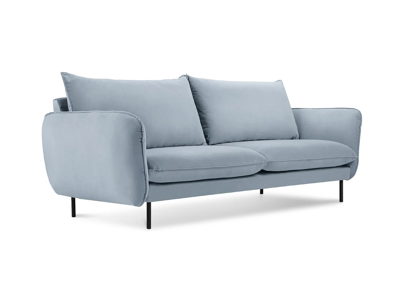 Cosmopolitan Design - Canapé "Vienna" 2 places en velours bleu clair - 160x92x95cm