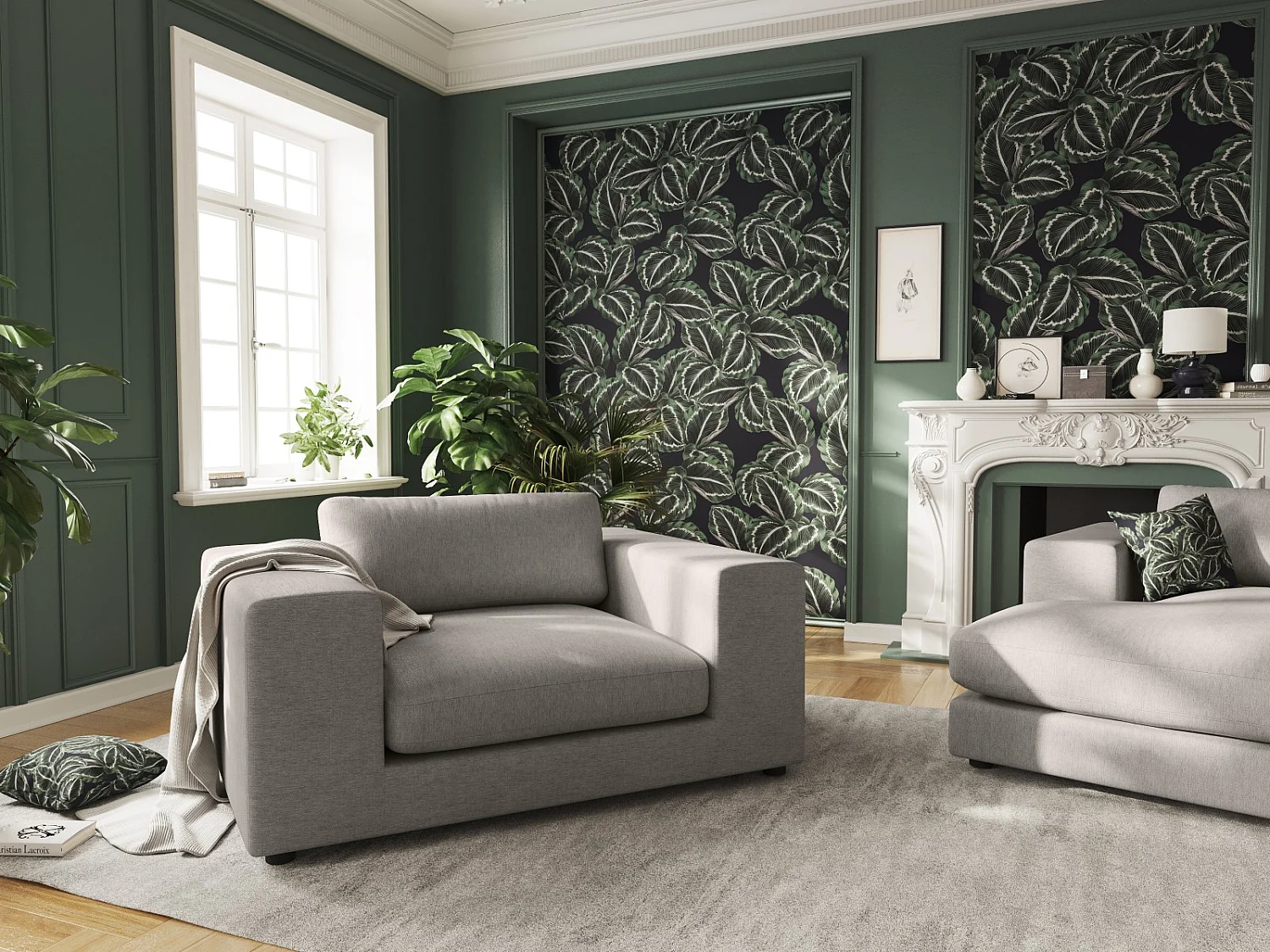CXL by Christian Lacroix - 1,5-Sitzer Sofa "Tendance" Sitzer aus strukturiertem Stoff grau - 156x122x72cm