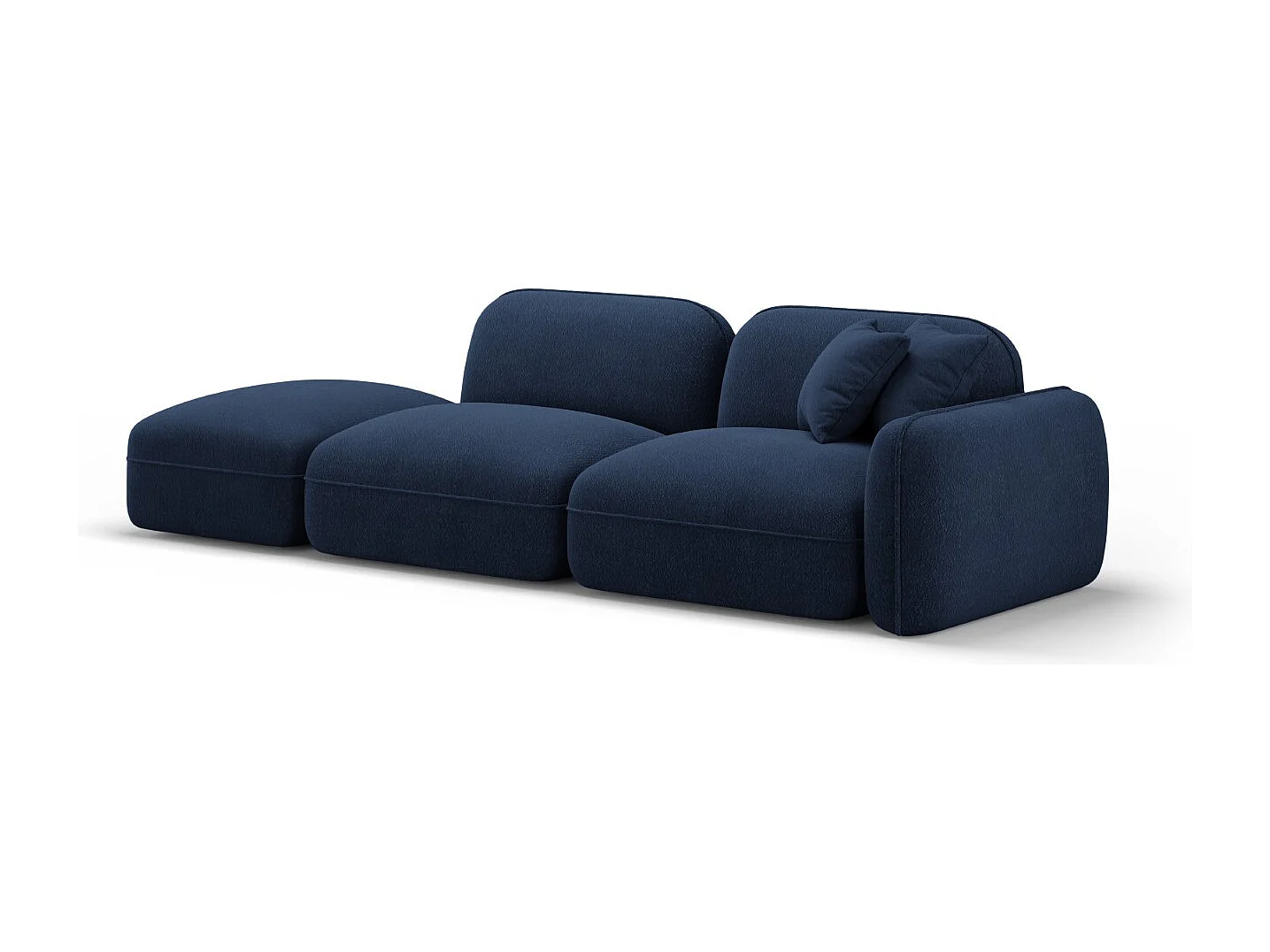 CXL by Christian Lacroix - Sofá modular virado para a esquerda "Lucien" 3 lugares em veludo azul escuro - 295x90x70cm