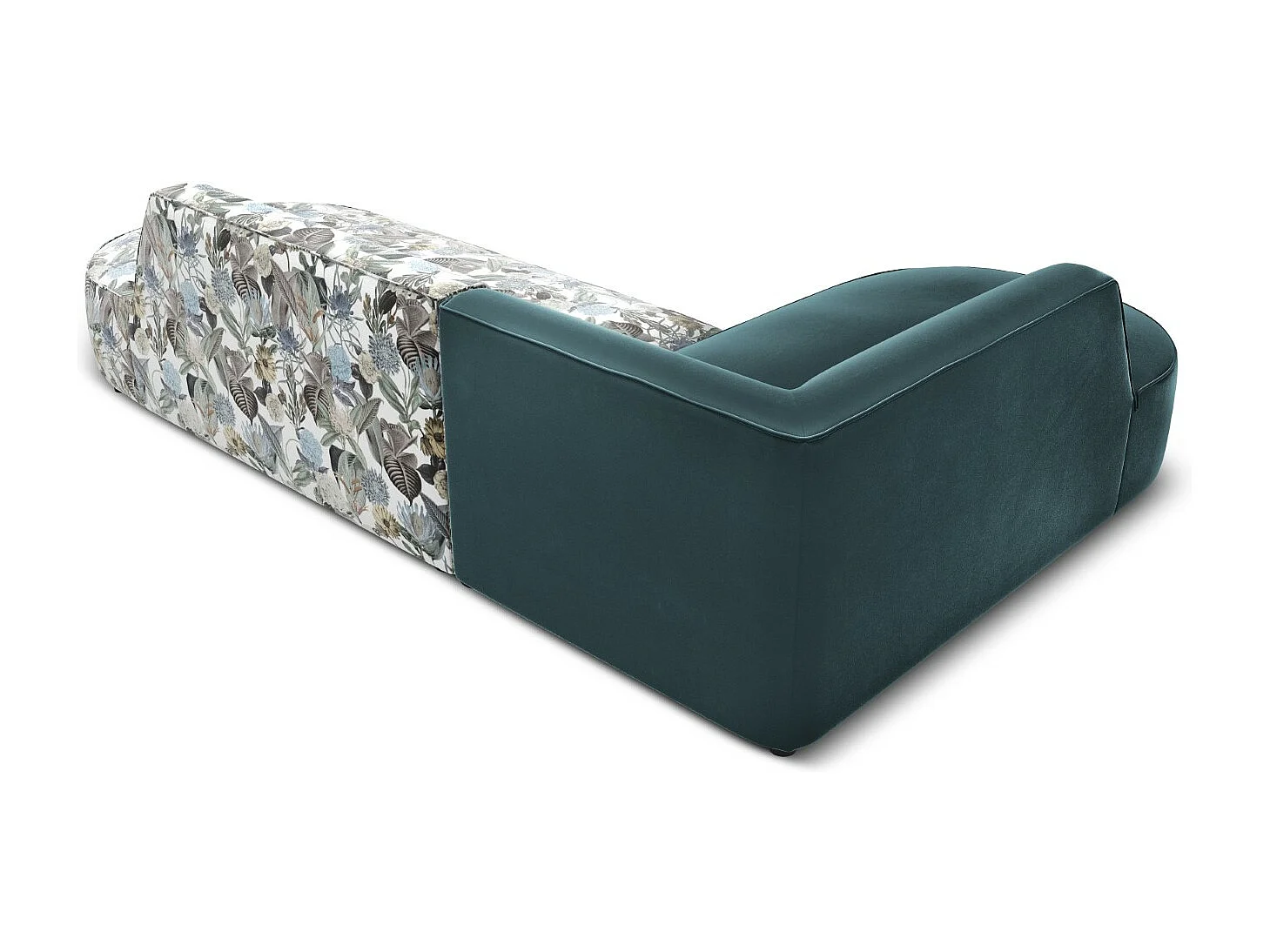 CXL by Christian Lacroix - Linker hoekbank "Charles" 4 zitplaatsen, Flueel, lichtblauw tuinpatroon, blauw - 273x180x69cm