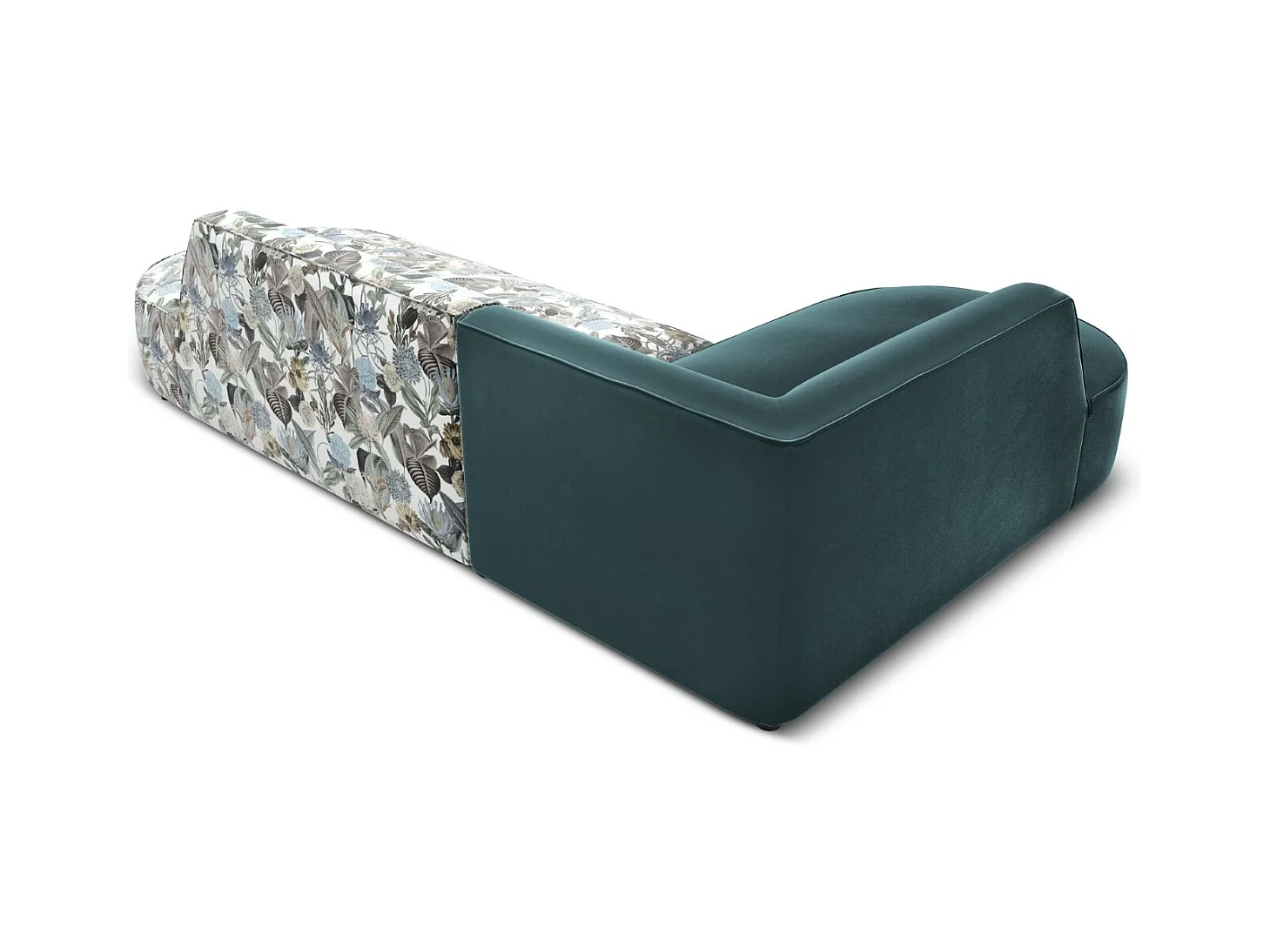CXL by Christian Lacroix - 4-Sitzer Ecksofa links "Charles" Sitzer aus Samt blaues gartenmotiv - 273x180x69cm