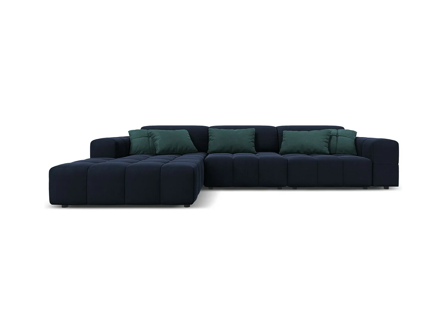 CXL by Christian Lacroix - Linker hoekbank "Luc" 4 zitplaatsen, Flueel, Donkerblauw - 284x166x70cm