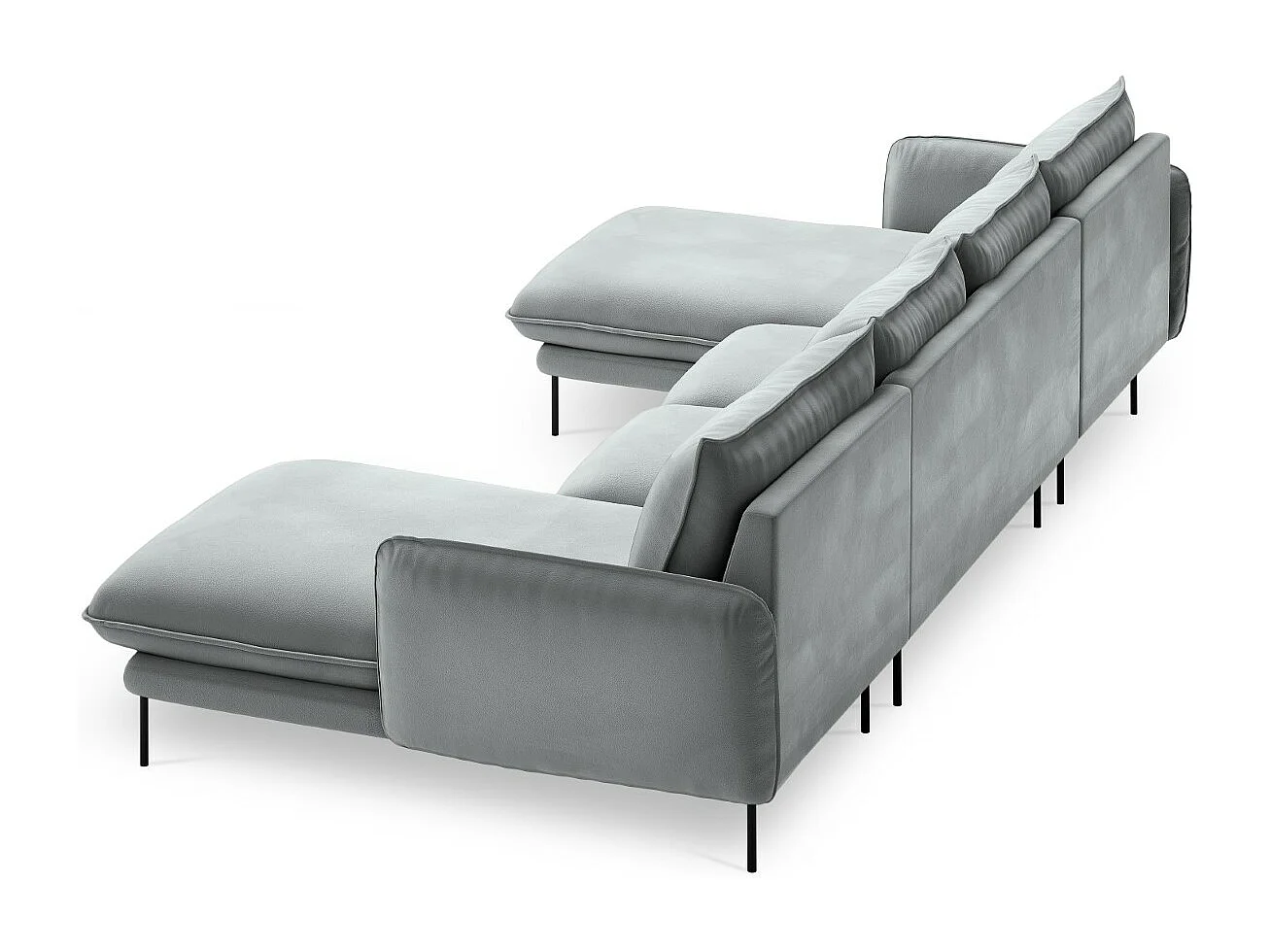 Cosmopolitan Design - 6-Sitzer Panoramasofa "Vienna" aus Samt hellgrau - 350x170x95cm