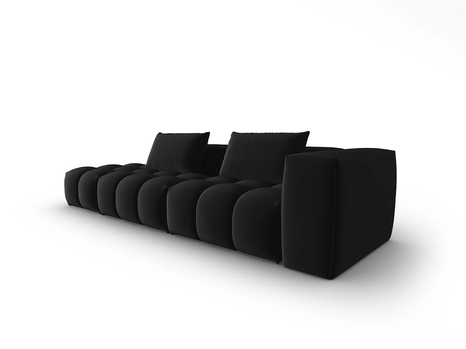 CXL by Christian Lacroix - Linker modulaire bank "Lorella" 3 zitplaatsen, Flueel, Zwart - 265x85x70cm