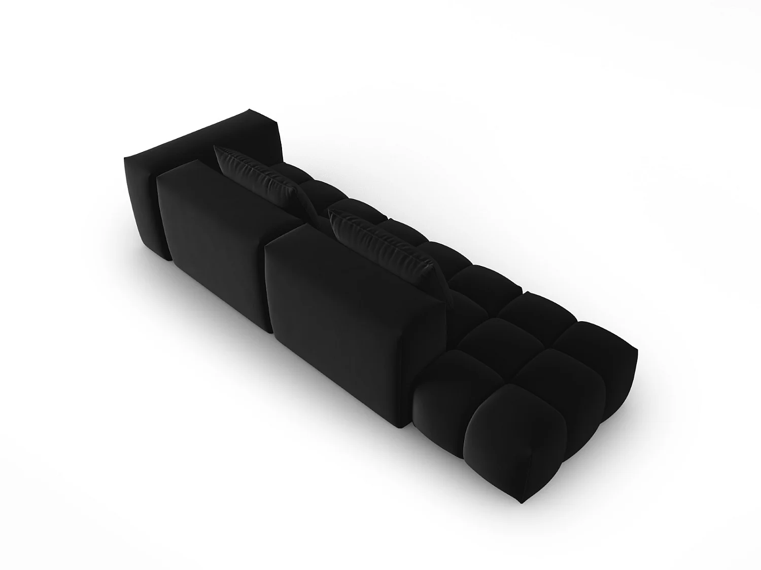 CXL by Christian Lacroix - Linker modulaire bank "Lorella" 3 zitplaatsen, Flueel, Zwart - 265x85x70cm