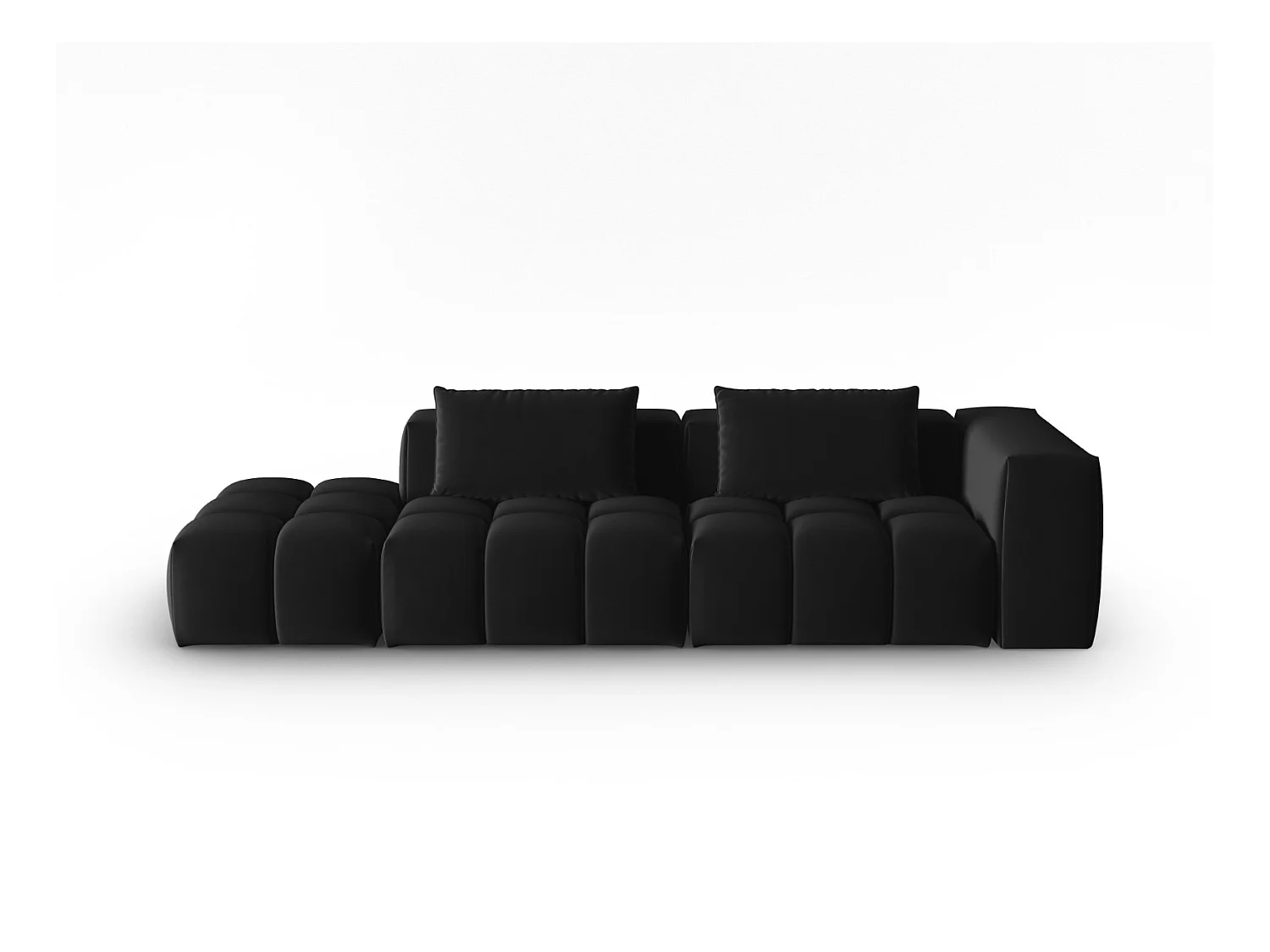CXL by Christian Lacroix - Linker modulaire bank "Lorella" 3 zitplaatsen, Flueel, Zwart - 265x85x70cm