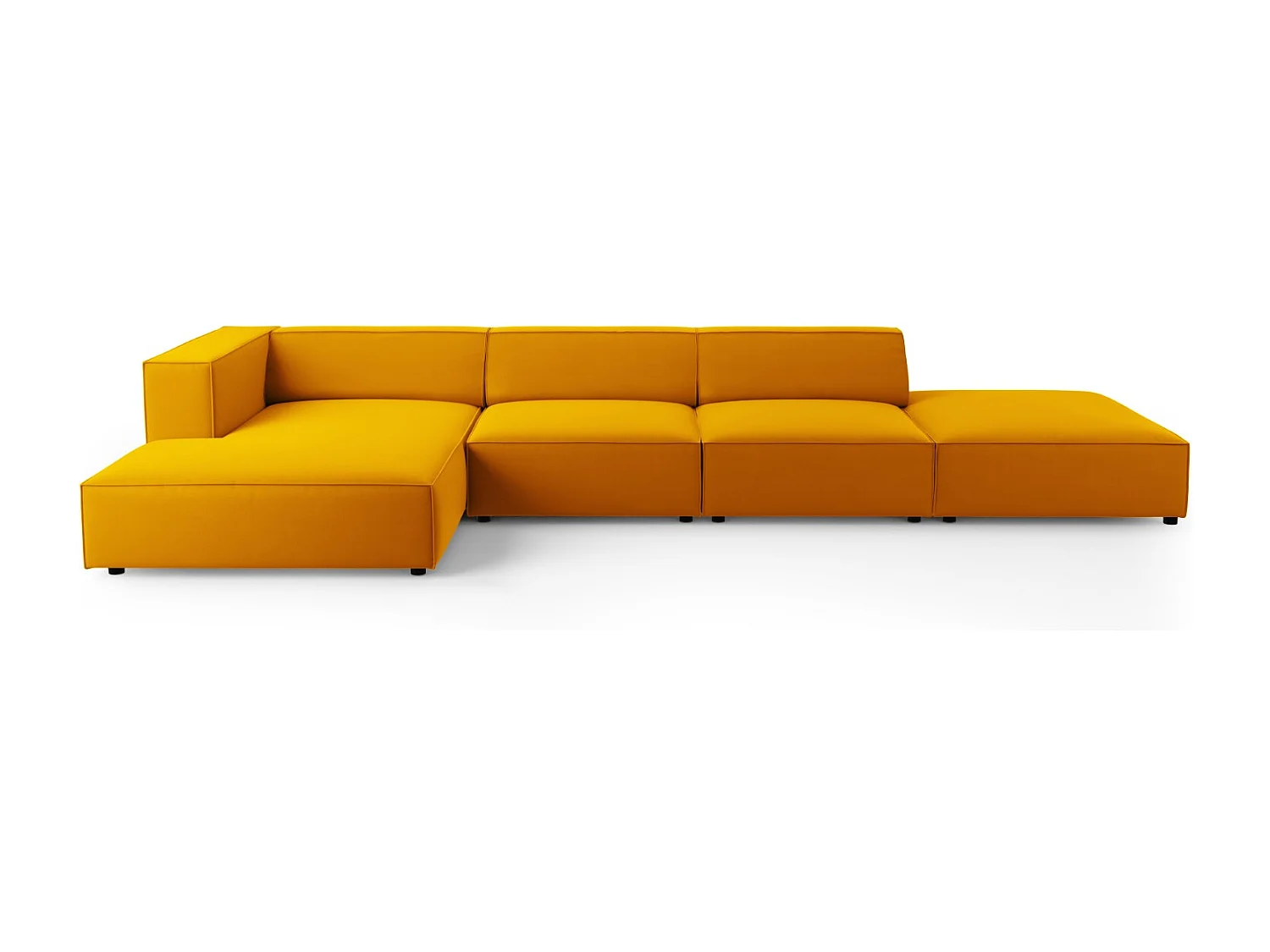 Cosmopolitan Design - Sofá esquinero izquierdo "Arendal" 5 plazas de terciopelo amarillo - 341x166x70cm