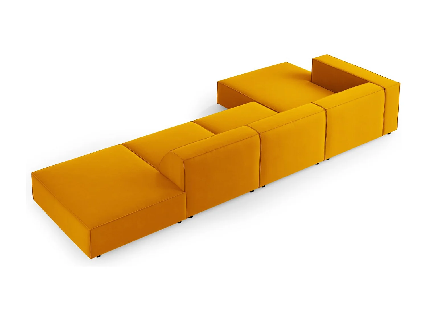 Cosmopolitan Design - Sofá esquinero izquierdo "Arendal" 5 plazas de terciopelo amarillo - 341x166x70cm