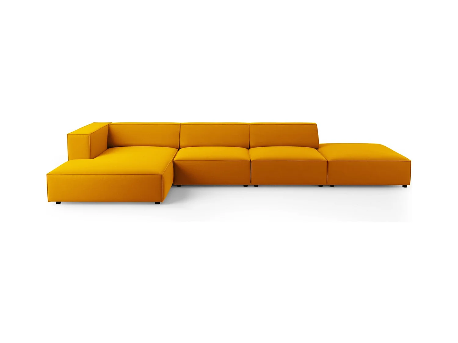Cosmopolitan Design - Linker hoekbank "Arendal" 5 zitplaatsen, Flueel, GEEL - 341x166x70cm