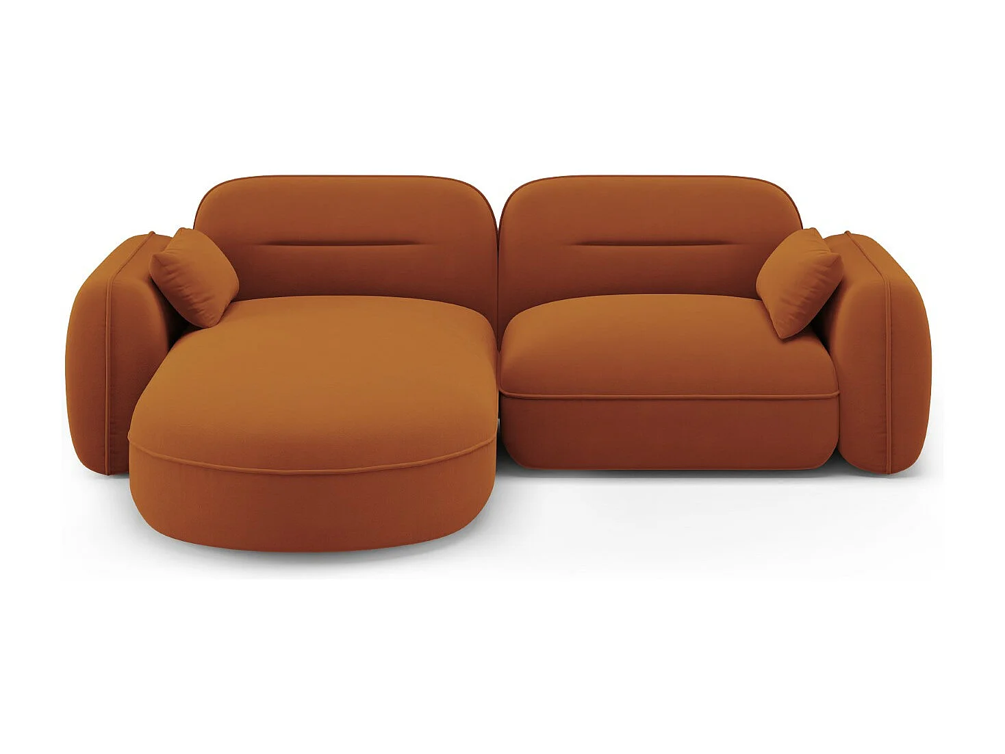 Cosmopolitan Design - Modulaire hoekbank links "Sydney" 3 zitplaatsen, Flueel, Terracotta - 230x165x70cm
