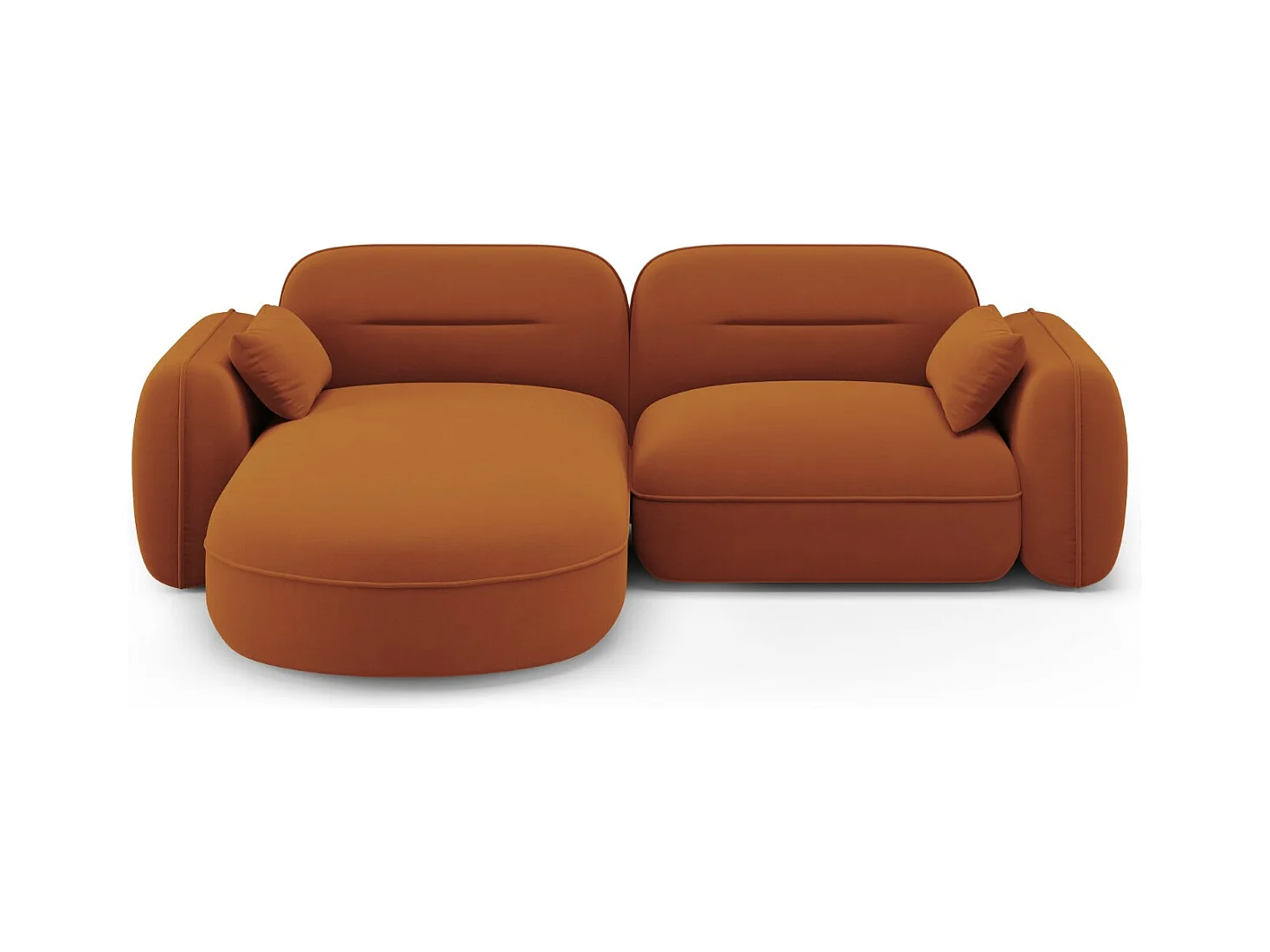 Cosmopolitan Design - Modulaire hoekbank links "Sydney" 3 zitplaatsen, Flueel, Terracotta - 230x165x70cm