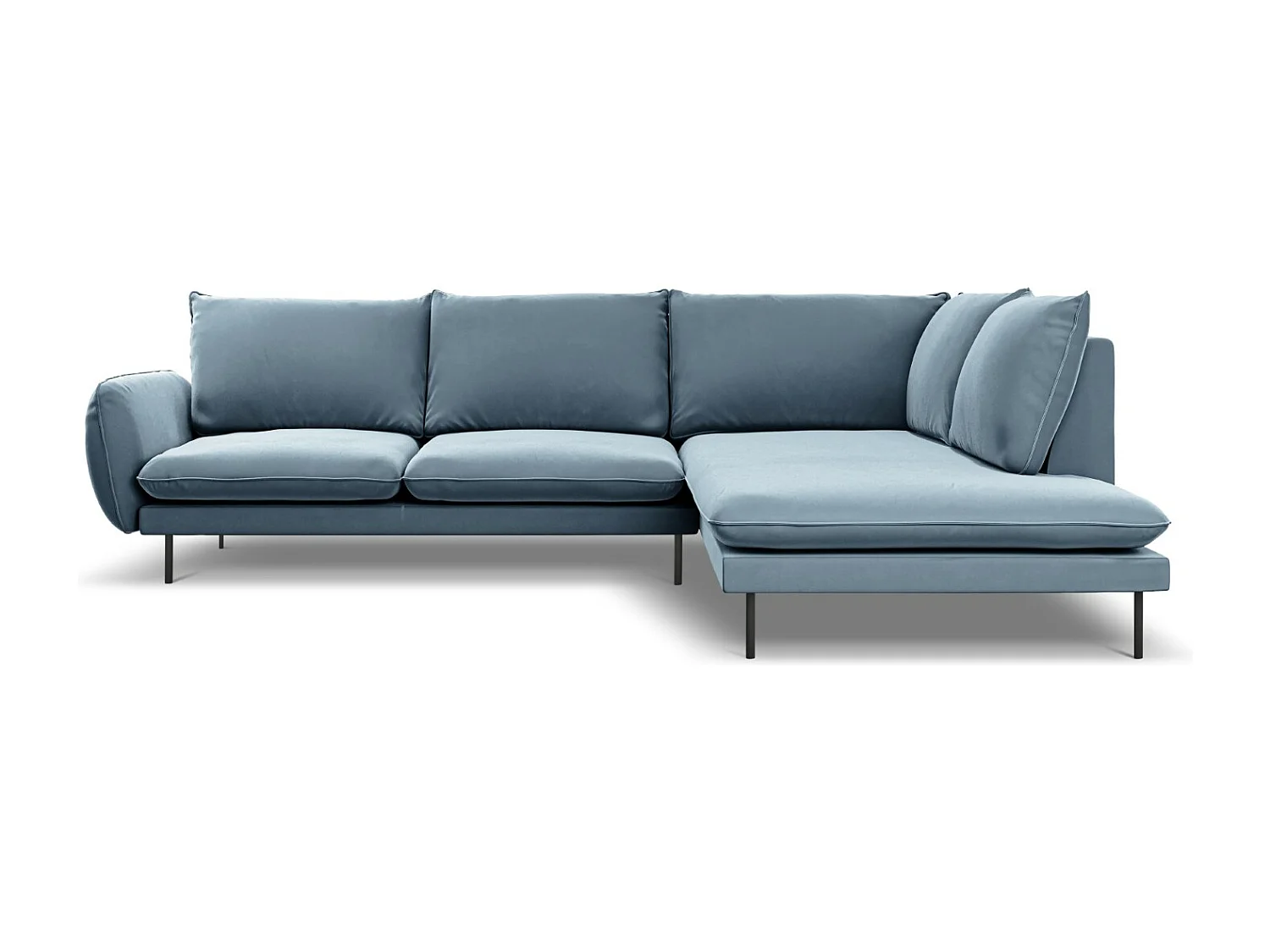 Cosmopolitan Design - Rechter hoekbank "Vienna" 6 zitplaatsen, Flueel, Blauw - 275x185x95cm