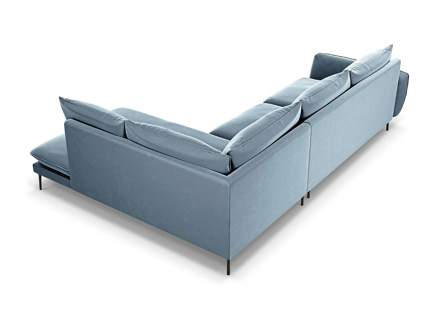 Cosmopolitan Design - Rechter hoekbank "Vienna" 6 zitplaatsen, Flueel, Blauw - 275x185x95cm