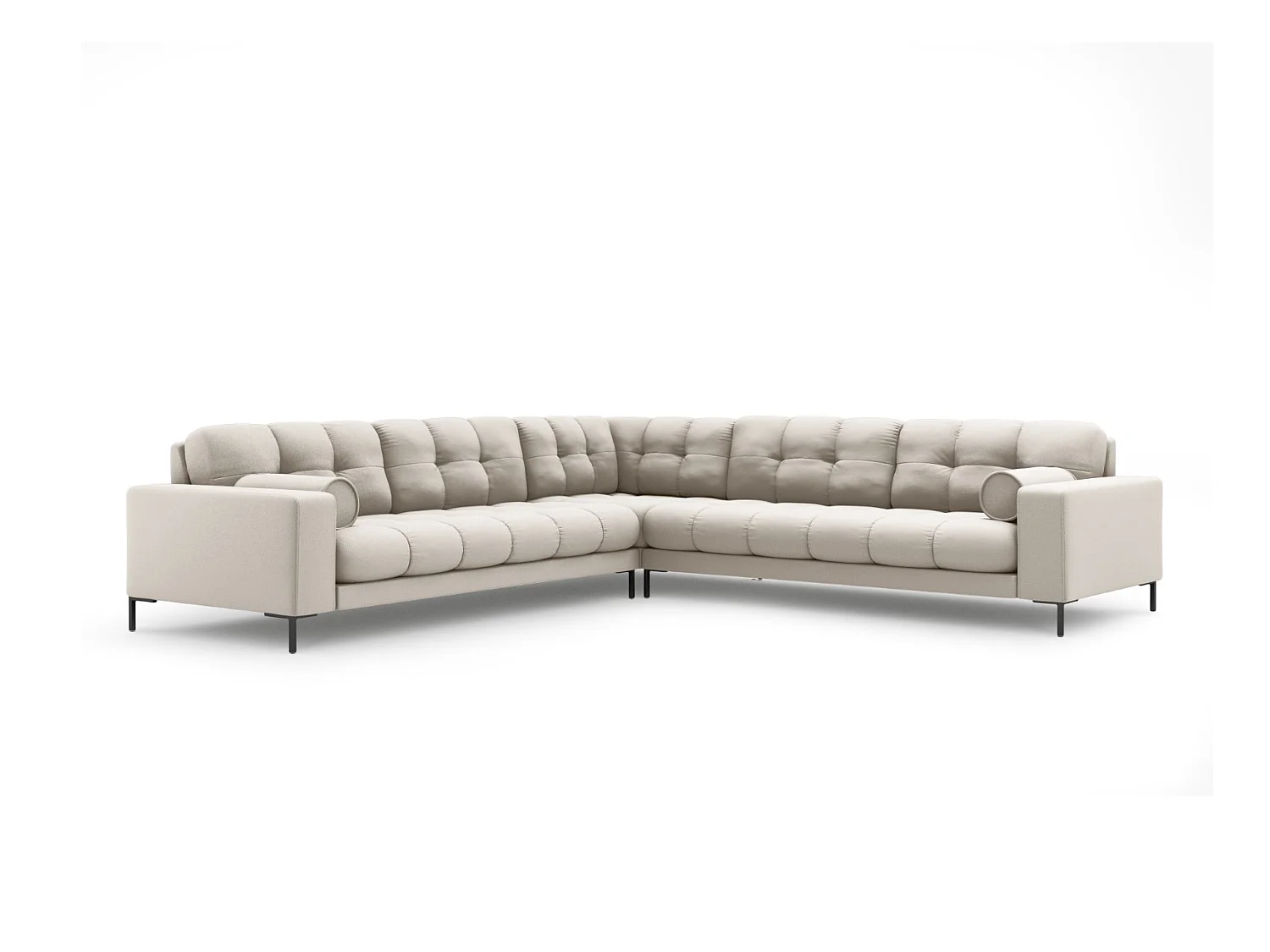 Cosmopolitan Design - Symmetrische hoekbank "Bali" 6 zitplaatsen, Structurele stof, Beige - 256x256x75cm