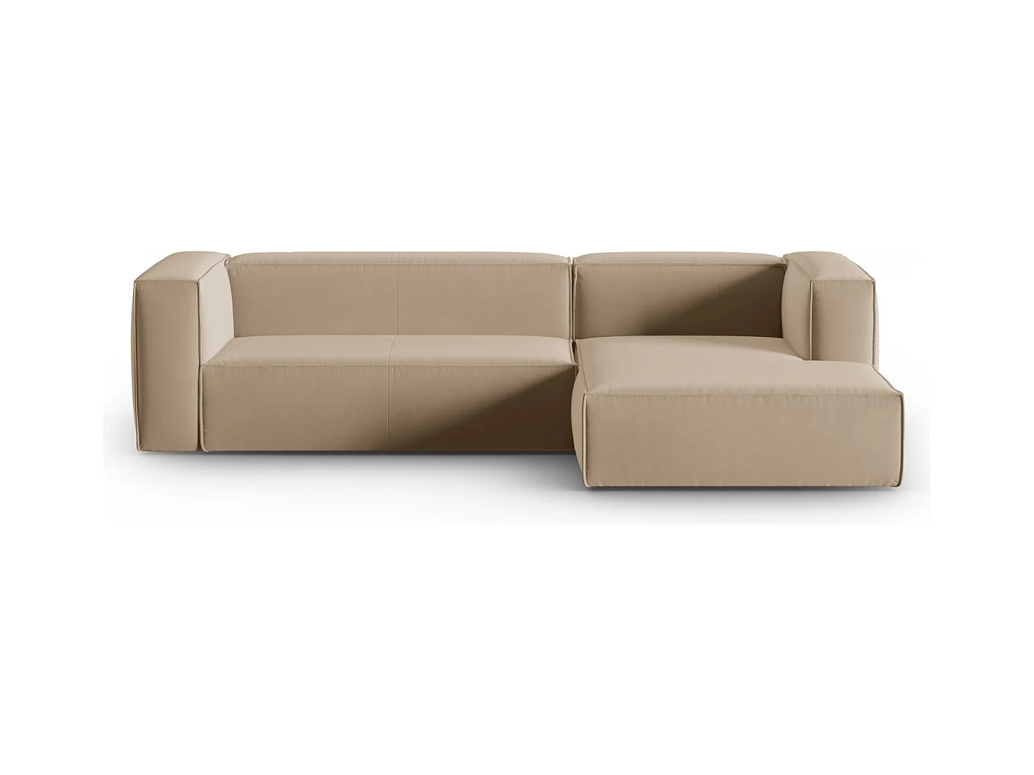 Cosmopolitan Design - Canapé d'angle droit "Mackay" 4 places en velours le sable - 282x166x73cm