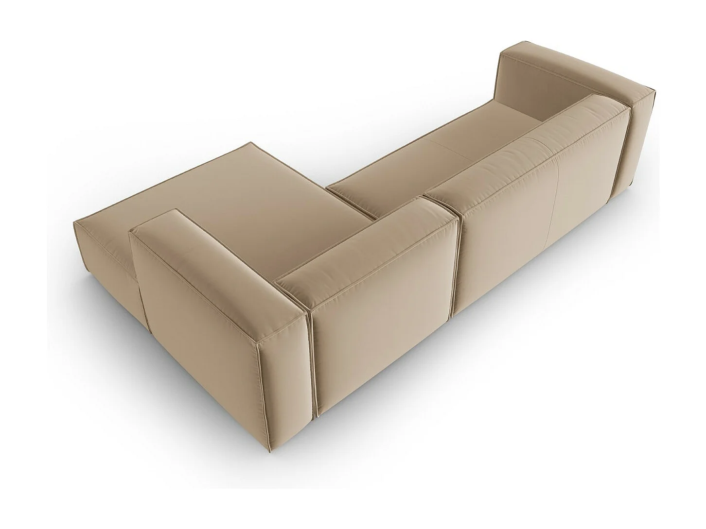 Cosmopolitan Design - Canapé d'angle droit "Mackay" 4 places en velours le sable - 282x166x73cm