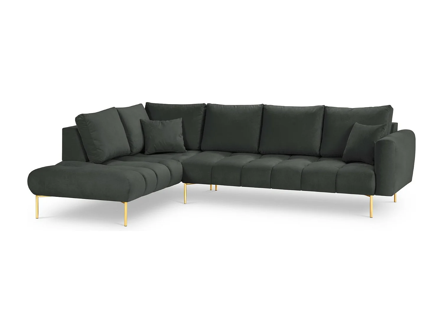 Cosmopolitan Design - 5-Sitzer Ecksofa links "Hastings" aus Samt dunkelgrau - 301x216x75cm