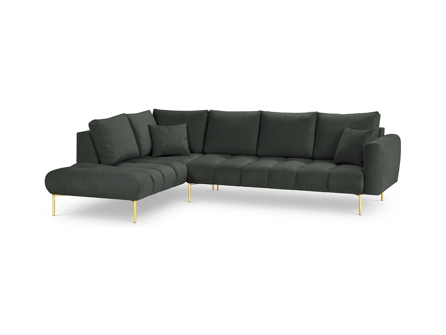Cosmopolitan Design - Canapé d'angle gauche "Hastings" 5 places en velours gris foncé - 301x216x75cm