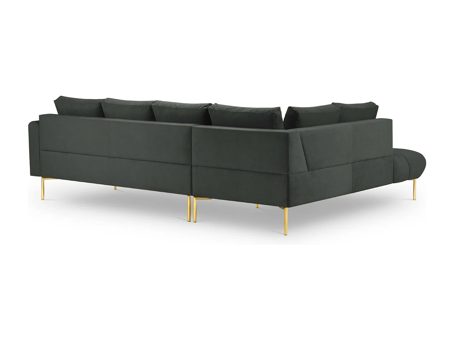 Cosmopolitan Design - Sofá de canto esquerdo "Hastings" 5 lugares em veludo cinza escuro - 301x216x75cm