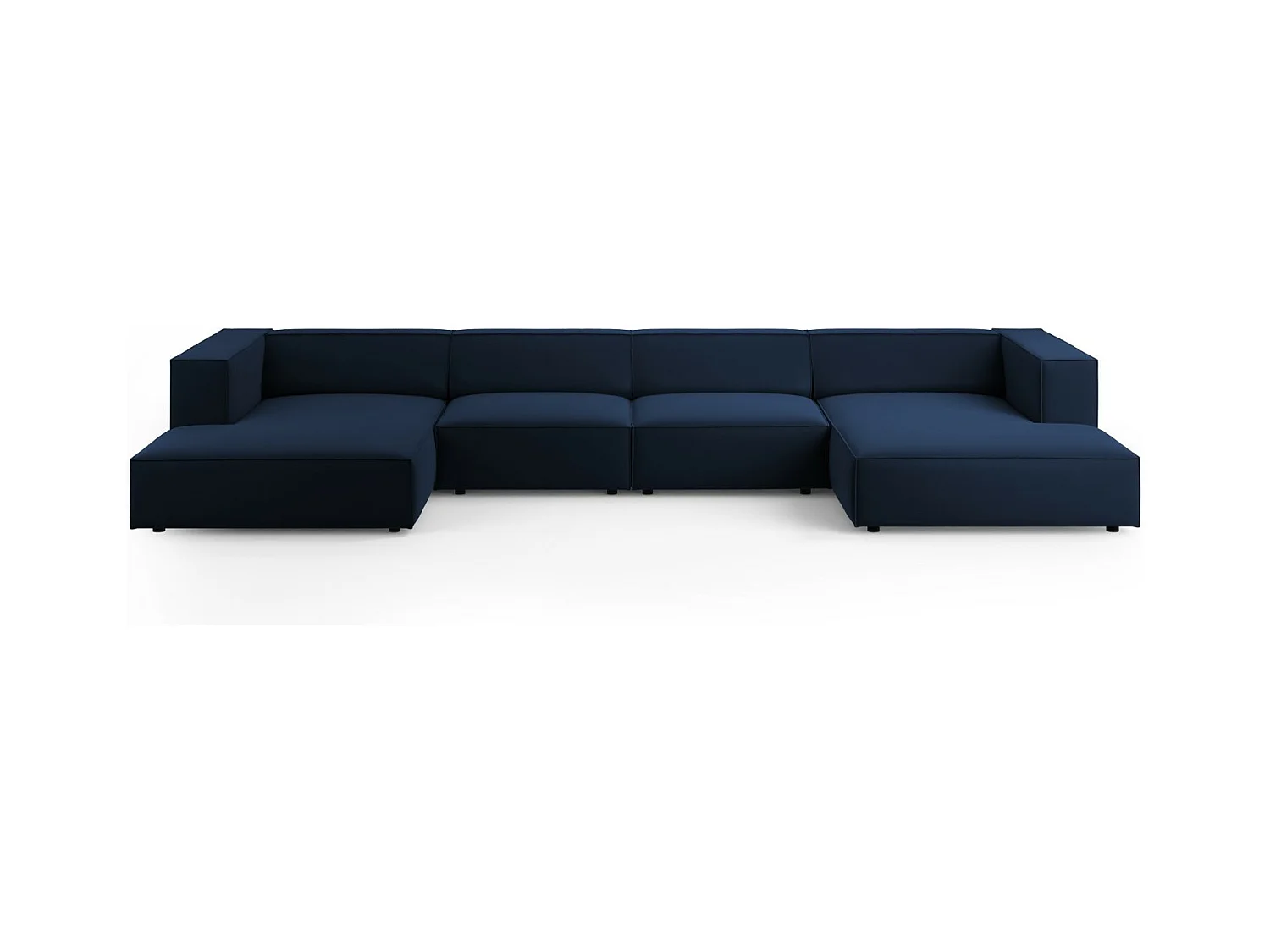 Cosmopolitan Design - Panoramische bank "Arendal" 6 zitplaatsen, Flueel, Koningsblauw - 364x166x70cm
