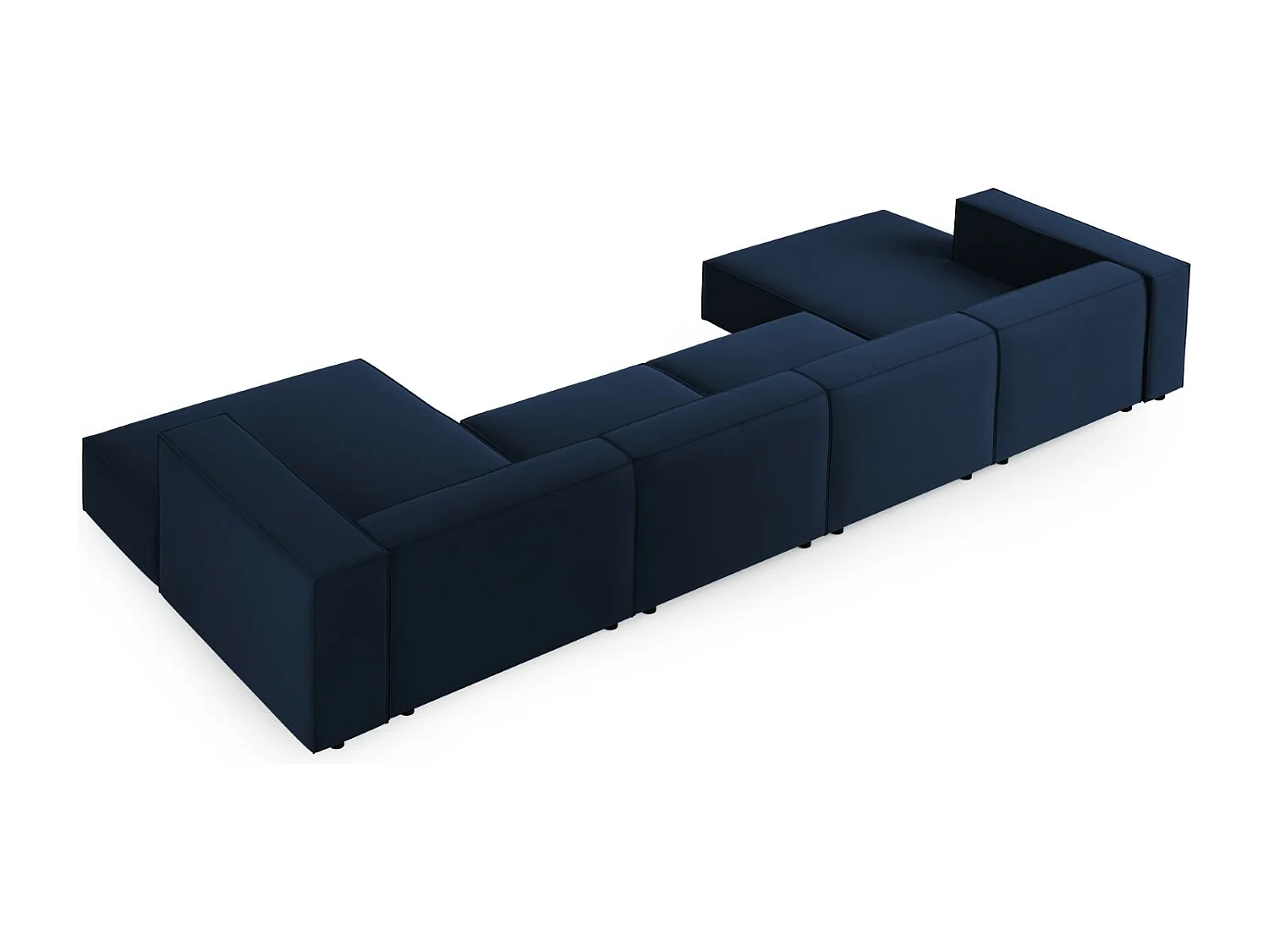 Cosmopolitan Design - Canapé panoramique "Arendal" 6 places en velours bleu roi - 364x166x70cm