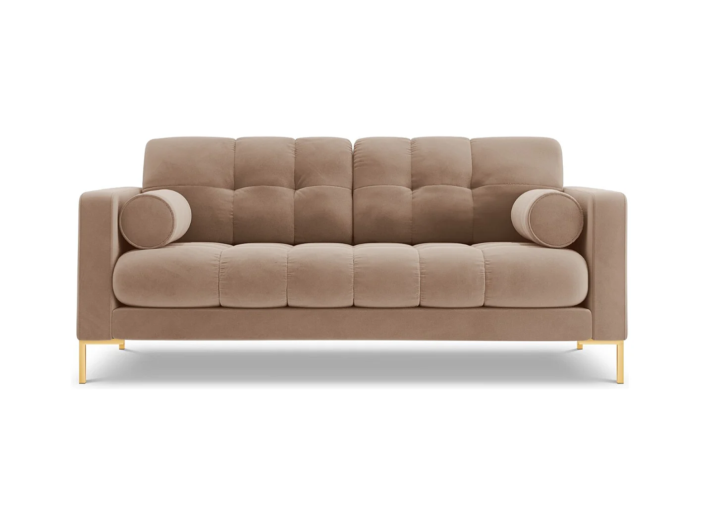 Cosmopolitan Design - Sofá "Bali" 2 lugares em veludo bege - 152x92x75cm