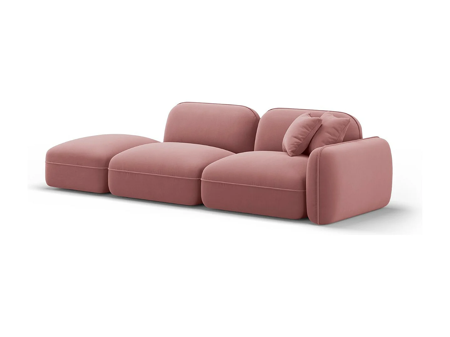 CXL by Christian Lacroix - Canapé modulable gauche "Lucien" 3 places en velours saumon - 295x90x70cm