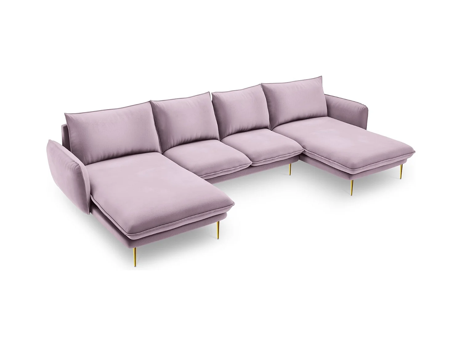 Cosmopolitan Design - Panoramische bank "Vienna" 6 zitplaatsen, Flueel, Lavendel - 350x170x95cm