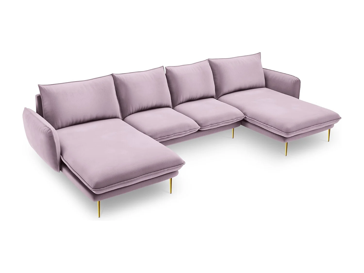 Cosmopolitan Design - Panoramische bank "Vienna" 6 zitplaatsen, Flueel, Lavendel - 350x170x95cm