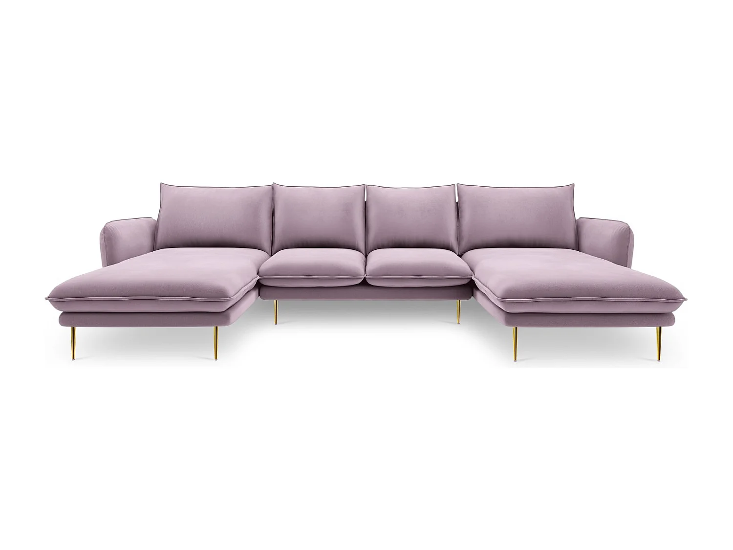 Cosmopolitan Design - Panoramische bank "Vienna" 6 zitplaatsen, Flueel, Lavendel - 350x170x95cm