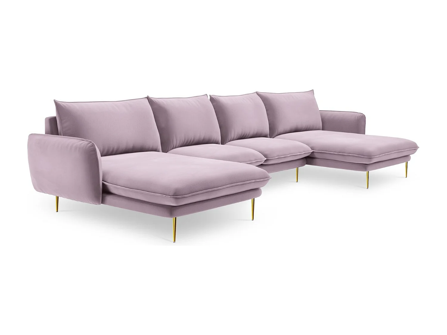 Cosmopolitan Design - Panoramische bank "Vienna" 6 zitplaatsen, Flueel, Lavendel - 350x170x95cm