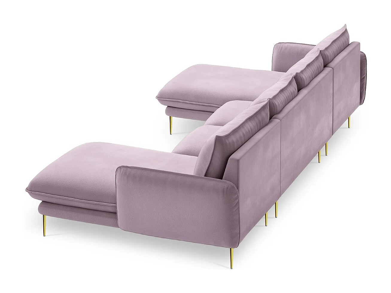 Cosmopolitan Design - Panoramische bank "Vienna" 6 zitplaatsen, Flueel, Lavendel - 350x170x95cm