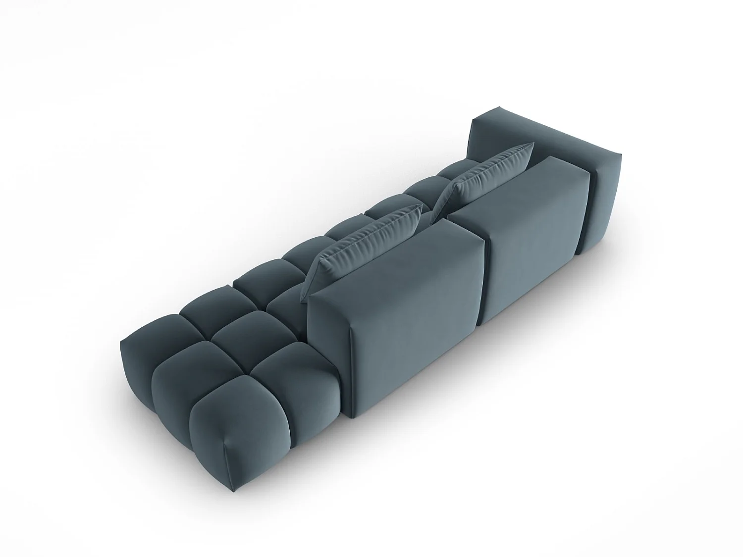 CXL by Christian Lacroix - Sofa modułowa bok prawy, "Lorella" 3 miejsca welur, niebieski pastelowy - 265x85x70cm