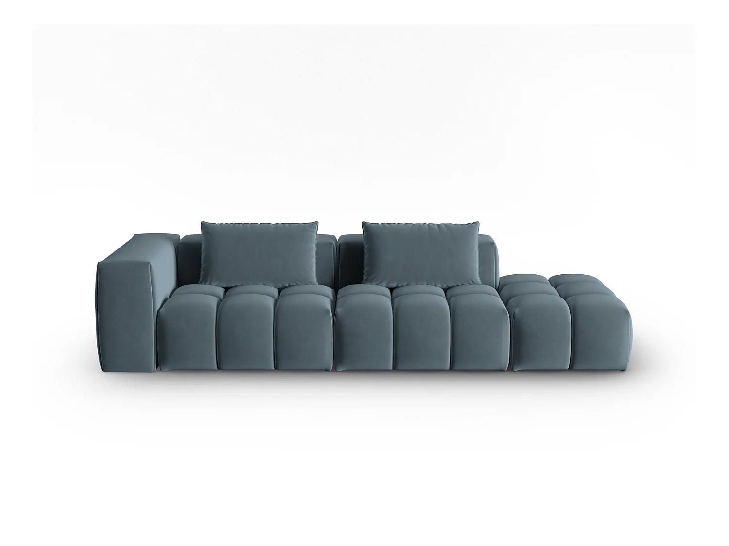 CXL by Christian Lacroix - Rechte modulaire bank "Lorella" 3 zitplaatsen, Flueel, Pastelblauw - 265x85x70cm