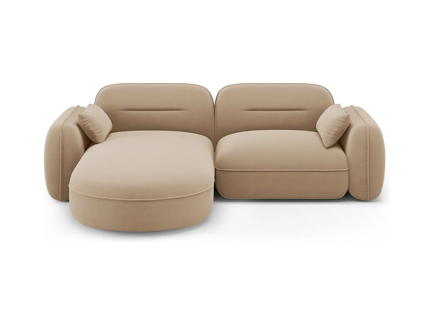 Cosmopolitan Design - Canapé d'angle gauche modulable "Sydney" 3 places en velours le sable - 230x165x70cm