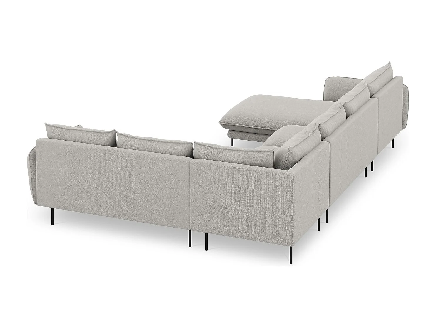 Cosmopolitan Design - Panoramische hoekbank rechts "Vienna" 7 zitplaatsen, Structurele stof, Lichtgrijs - 330x235x95cm