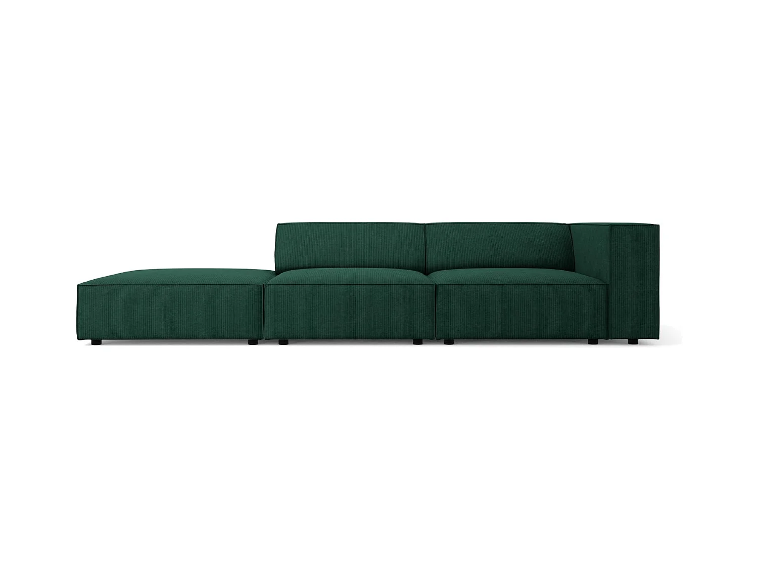 Cosmopolitan Design - Linker bank "Arendal" 4 zitplaatsen, Chenille met ribbeleffect, Flessengroen - 262x102x70cm