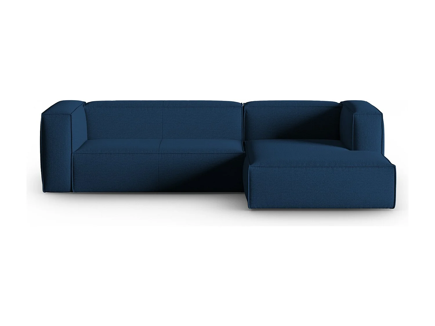 Cosmopolitan Design - 4-Sitzer Ecksofa rechts "Mackay" aus strukturiertem Samt dunkelblau - 282x166x73cm