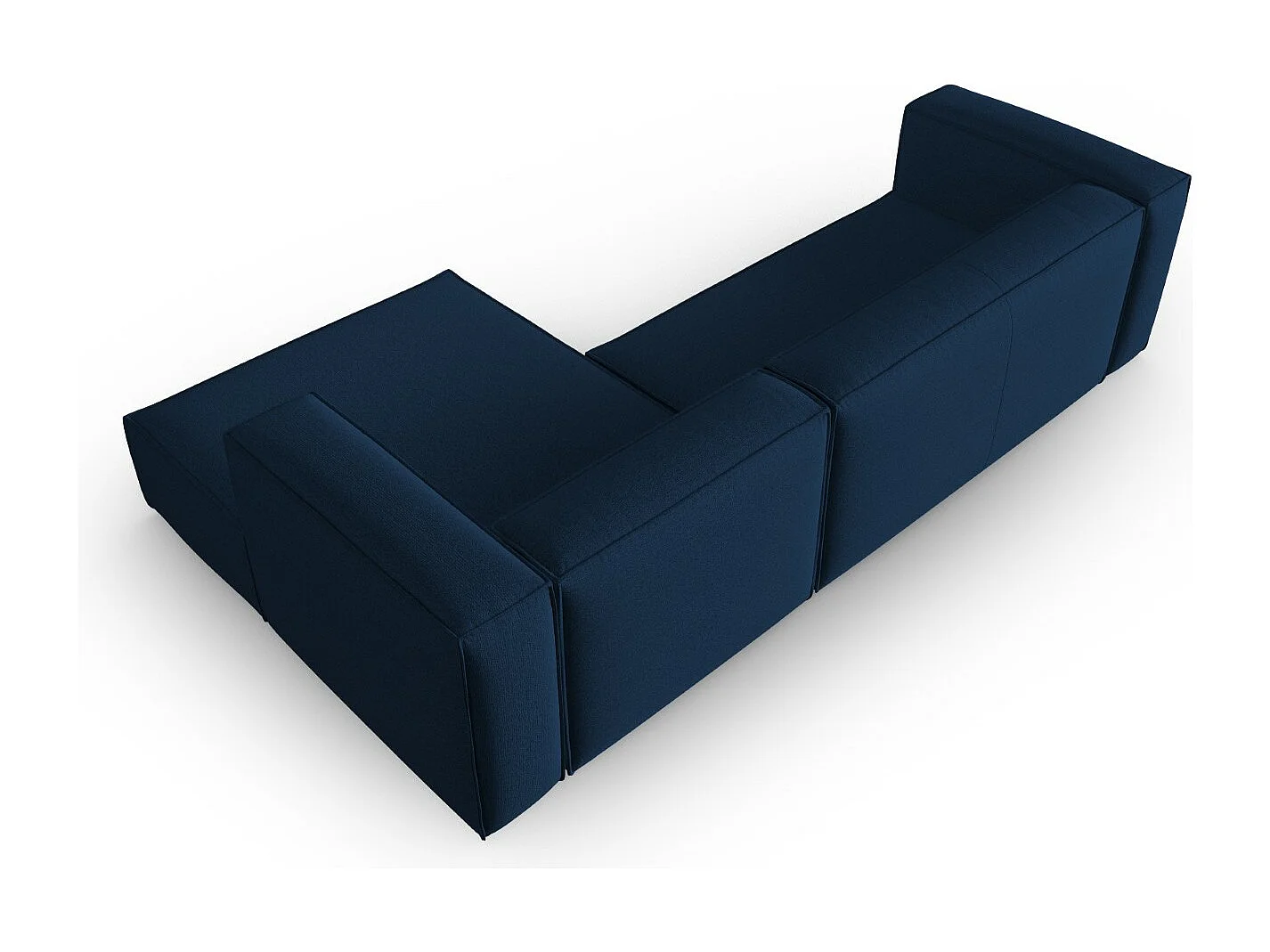 Cosmopolitan Design - 4-Sitzer Ecksofa rechts "Mackay" aus strukturiertem Samt dunkelblau - 282x166x73cm