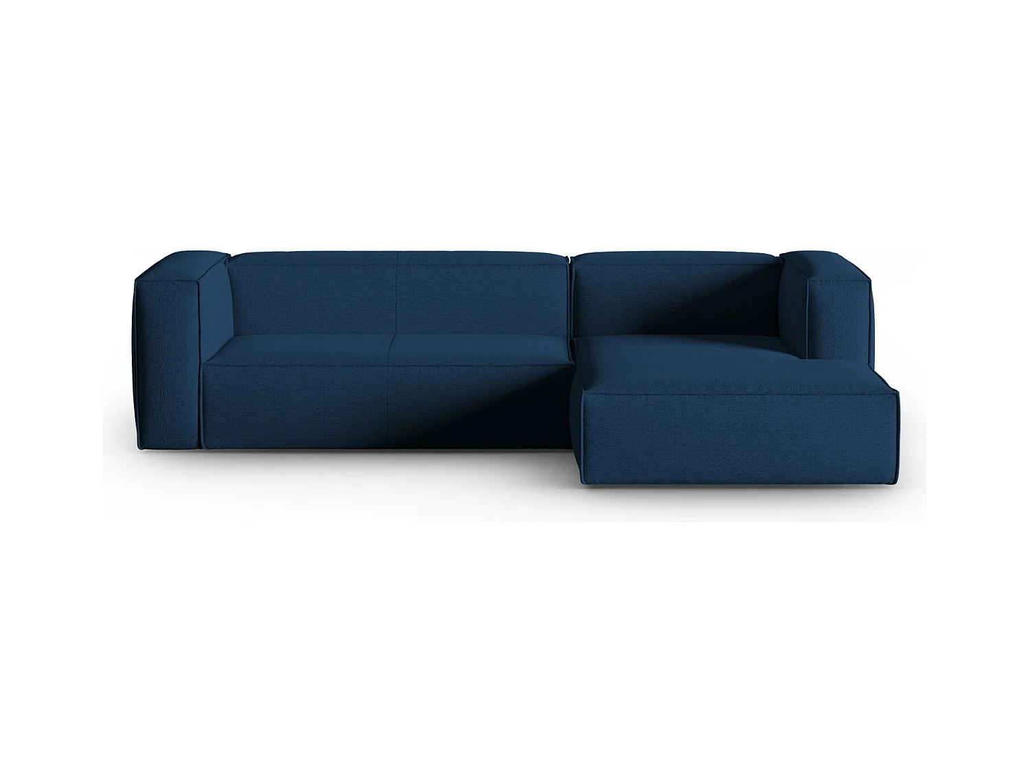 Cosmopolitan Design - Rechter hoekbank "Mackay" 4 zitplaatsen, Gestructureerd fluweel, Donkerblauw - 282x166x73cm