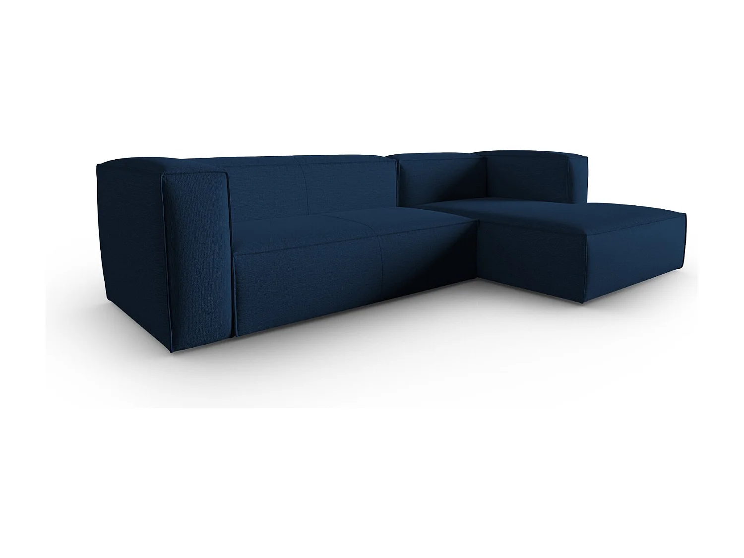 Cosmopolitan Design - Canapé d'angle droit "Mackay" 4 places en velours structuré bleu foncé - 282x166x73cm
