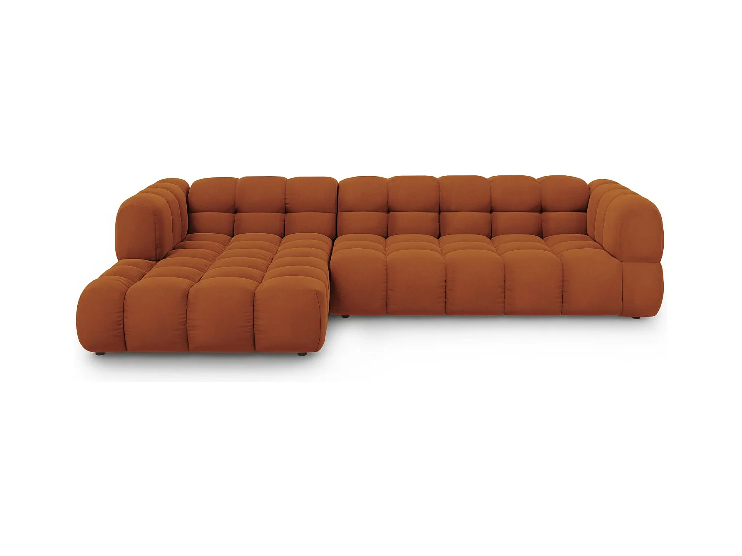Cosmopolitan Design - Modulaire hoekbank links "Sky" 4 zitplaatsen, Flueel, Terracotta - 300x162x75cm
