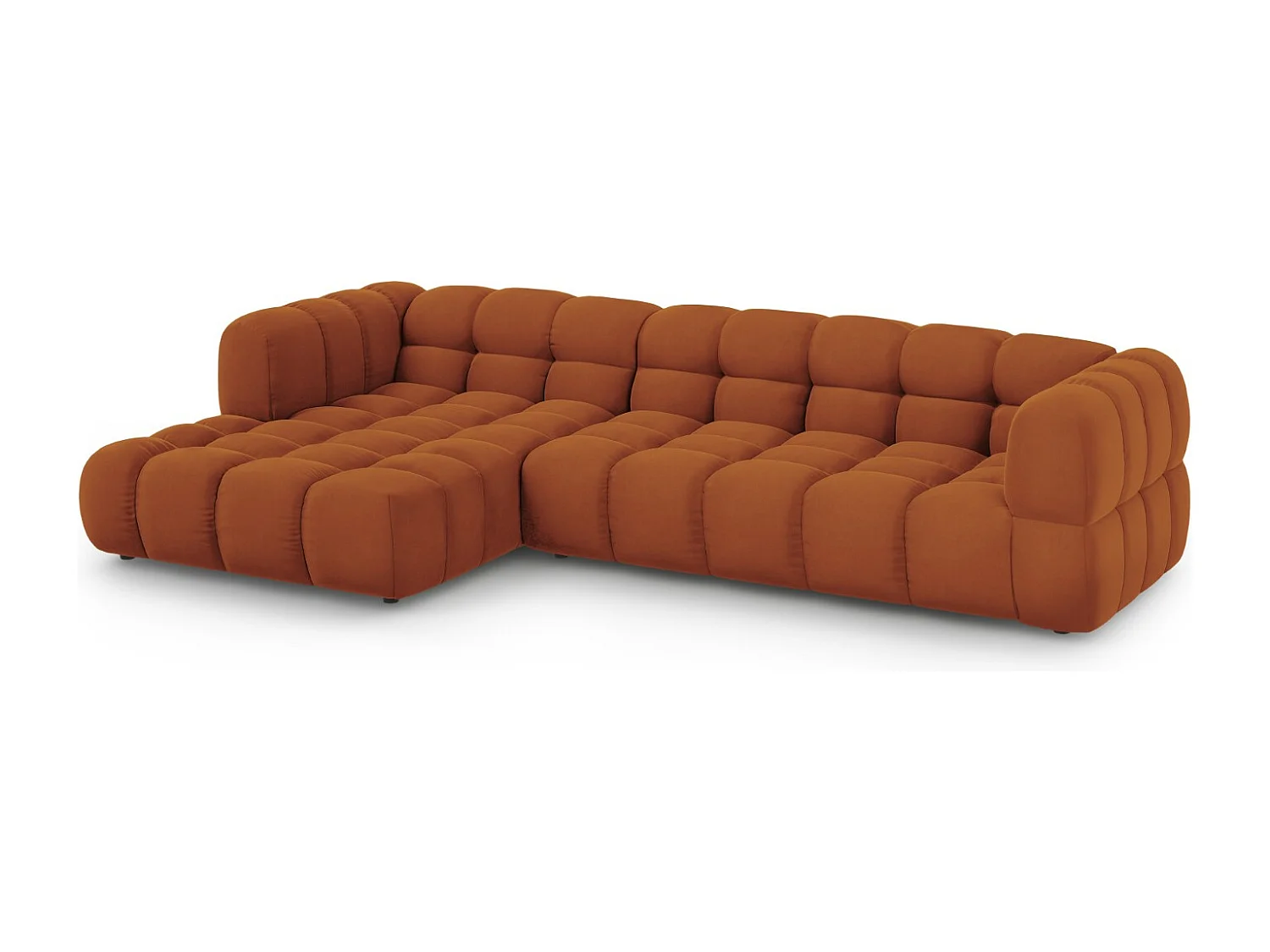 Cosmopolitan Design - Canapé d'angle gauche modulable "Sky" 4 places en velours terracotta - 300x162x75cm