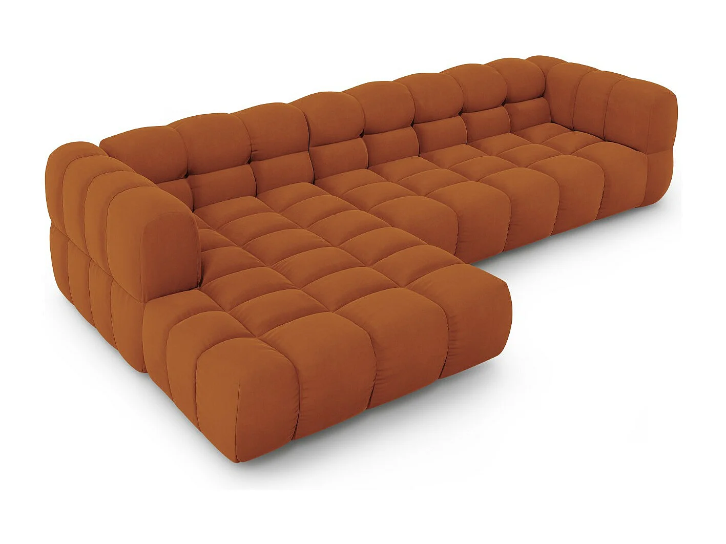 Cosmopolitan Design - Canapé d'angle gauche modulable "Sky" 4 places en velours terracotta - 300x162x75cm