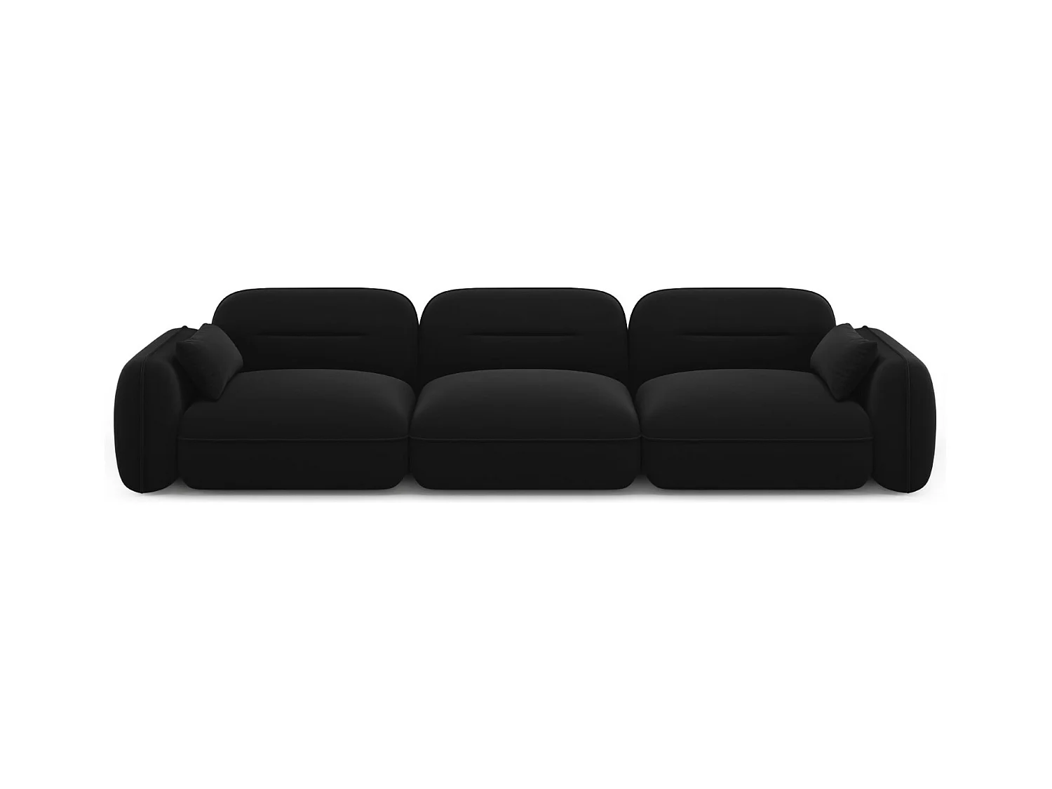 Cosmopolitan Design - Modulaire bank "Sydney" 4 zitplaatsen, Flueel, Zwart - 320x90x70cm