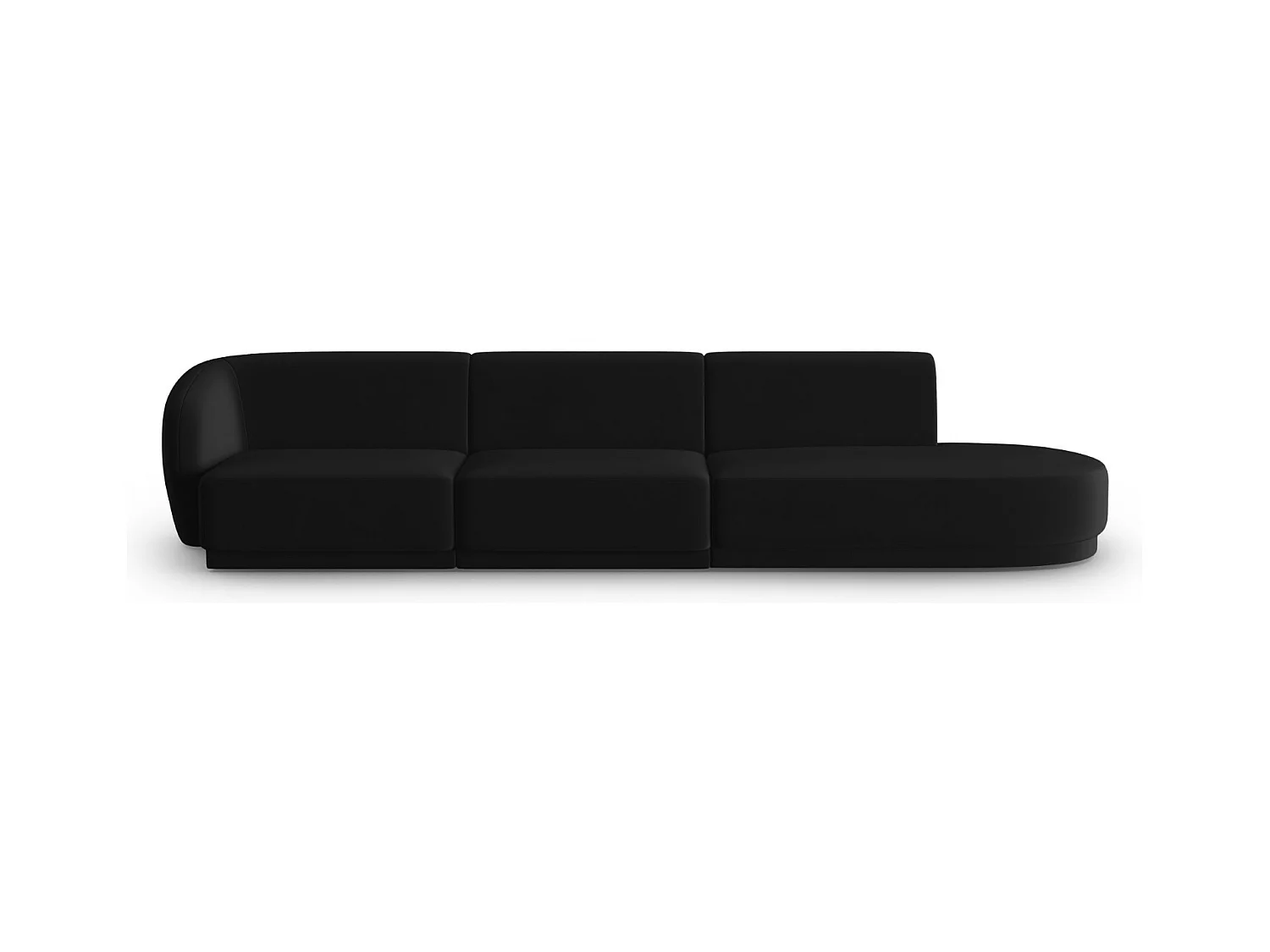 CXL by Christian Lacroix - Rechte modulaire bank "Lionel" 4 zitplaatsen, Flueel, Zwart - 311x93x74cm