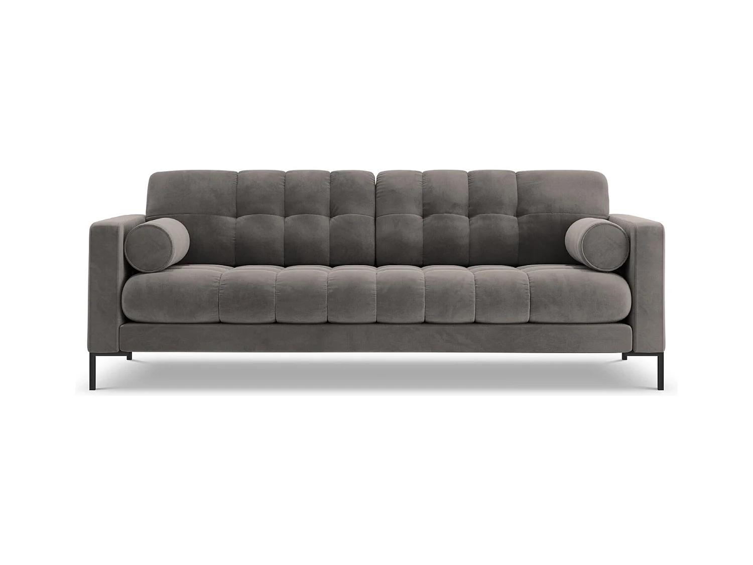 Cosmopolitan Design - Canapé "Bali" 3 places en velours gris clair - 177x92x75cm
