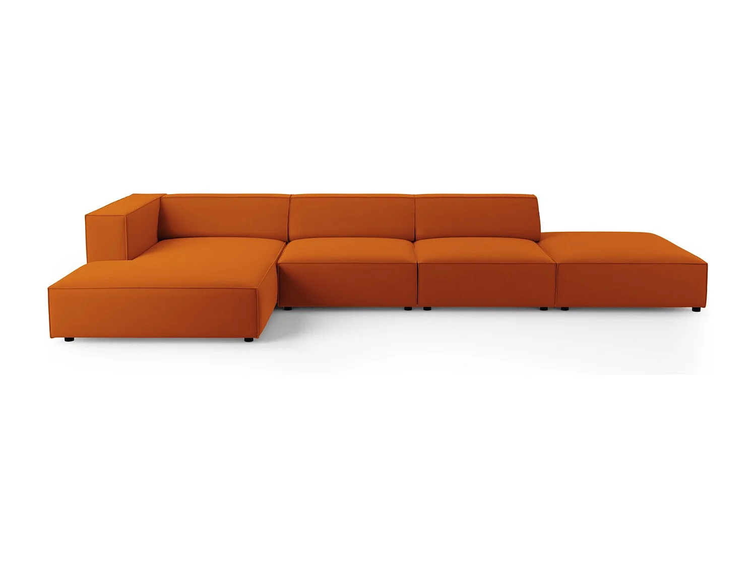 Cosmopolitan Design - Linker hoekbank "Arendal" 5 zitplaatsen, Flueel, Terracotta - 341x166x70cm