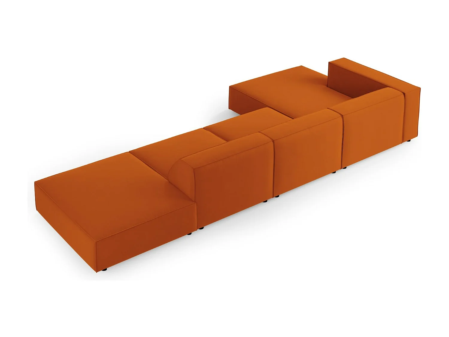 Cosmopolitan Design - Linker hoekbank "Arendal" 5 zitplaatsen, Flueel, Terracotta - 341x166x70cm